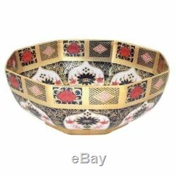 New Royal Crown Derby 2nd Quality Old Imari Solid Gold Band 8 Octagonal Bowl