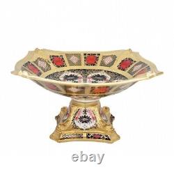 New Royal Crown Derby 2nd Quality Old Imari Solid Gold Band Dolphin Bowl