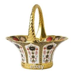 New Royal Crown Derby 2nd Quality Old Imari Solid Gold Band Fruit Basket