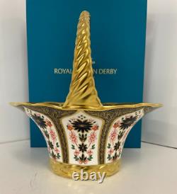 New Royal Crown Derby 2nd Quality Old Imari Solid Gold Band Fruit Basket