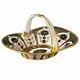 New Royal Crown Derby 2nd Quality Old Imari Solid Gold Band Heather Basket