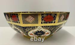 New Royal Crown Derby 2nd Quality Old Imari Solid Gold Band Large Octagonal Bowl