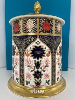 New Royal Crown Derby 2nd Quality Old Imari Solid Gold Band Large Storage Jar