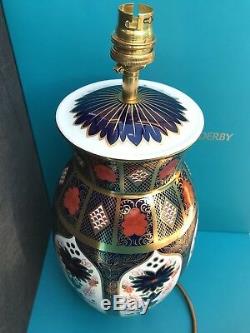 New Royal Crown Derby 2nd Quality Old Imari Solid Gold Band Longnor Lamp