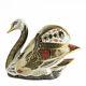 New Royal Crown Derby 2nd Quality Old Imari Solid Gold Band Swan Paperweight