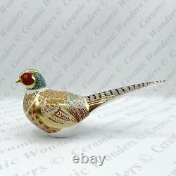 New Royal Crown Derby'Brace Of Pheasants Cock & Hen' Paperweights Boxed