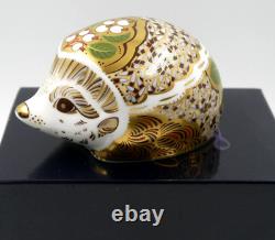 New Royal Crown Derby Large Size Snowberry Hedgehog Gold Stopper Original Box