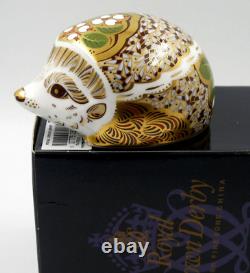 New Royal Crown Derby Large Size Snowberry Hedgehog Gold Stopper Original Box