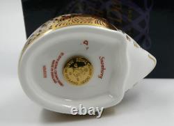 New Royal Crown Derby Large Size Snowberry Hedgehog Gold Stopper Original Box