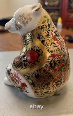 New Royal Crown Derby Old Imari Solid Gold Band Bear Paperweight