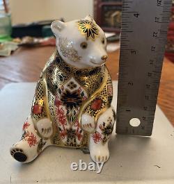 New Royal Crown Derby Old Imari Solid Gold Band Bear Paperweight