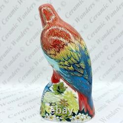 New Royal Crown Derby Scarlet Macaw Parrot Paperweight Boxed Gold Stopper