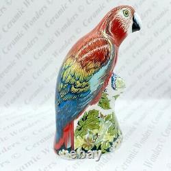 New Royal Crown Derby Scarlet Macaw Parrot Paperweight Boxed Gold Stopper