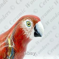 New Royal Crown Derby Scarlet Macaw Parrot Paperweight Boxed Gold Stopper