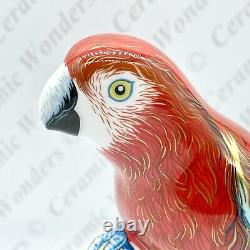 New Royal Crown Derby Scarlet Macaw Parrot Paperweight Boxed Gold Stopper