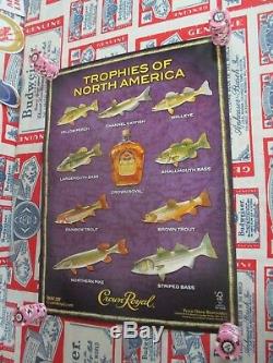 New Vtg 2010 Crown Royal Whiskey Fish In Motion Bar Sign Fishing Poster Beer