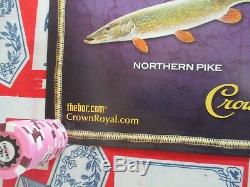 New Vtg 2010 Crown Royal Whiskey Fish In Motion Bar Sign Fishing Poster Beer