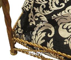 Ornate Jeweled Crown Gold Iron Dog Bed Pet Canopy Metal Royal Tassel