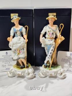 Pair Royal Crown Derby Shepherd and Shepherdess LTD Edition 10 Boxed (Read)