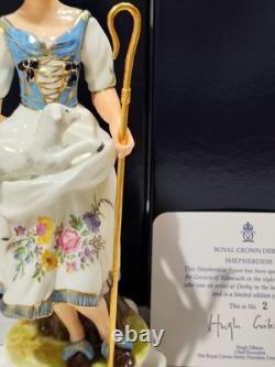 Pair Royal Crown Derby Shepherd and Shepherdess LTD Edition 10 Boxed (Read)