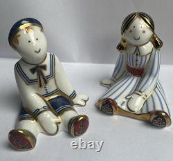 Pair of Royal Crown Derby Treasures Of Childhood Mini Rag Doll and Sailor