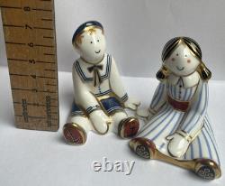 Pair of Royal Crown Derby Treasures Of Childhood Mini Rag Doll and Sailor