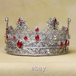 Piece Of Art King Crown, Royal Crown, Silver Crown, King, Prince, Cosplay Crown