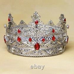 Piece Of Art King Crown, Royal Crown, Silver Crown, King, Prince, Cosplay Crown