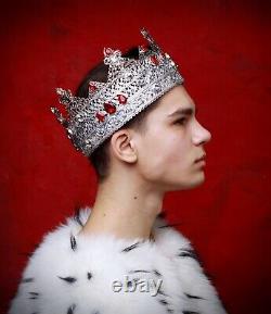 Piece Of Art King Crown, Royal Crown, Silver Crown, King, Prince, Cosplay Crown