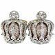 Posh Britt 3d Royal Crown 5.50 Carat White Cz Kingship Cufflinks 925 Real Silver