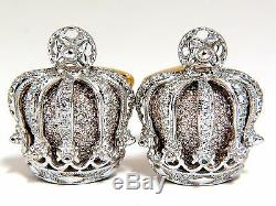 Posh Britt 3D Royal Crown 6.00ct. Diamonds Cufflinks 18Kt Kingship