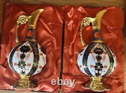 Pristine Pair Royal Crown Derby 1128 Old Imari SGB Ewers 1st Quality 1983 boxed