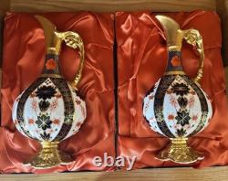 Pristine Pair Royal Crown Derby 1128 Old Imari SGB Ewers 1st Quality 1983 boxed