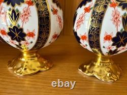 Pristine Pair Royal Crown Derby 1128 Old Imari SGB Ewers 1st Quality 1983 boxed
