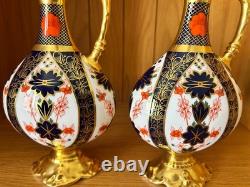 Pristine Pair Royal Crown Derby 1128 Old Imari SGB Ewers 1st Quality 1983 boxed
