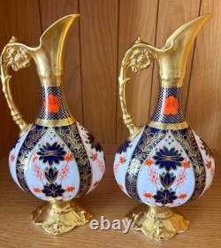 Pristine Pair Royal Crown Derby 1128 Old Imari SGB Ewers 1st Quality 1983 boxed