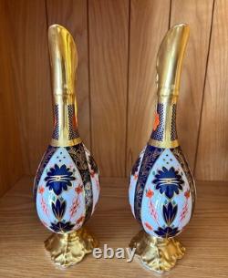 Pristine Pair Royal Crown Derby 1128 Old Imari SGB Ewers 1st Quality 1983 boxed