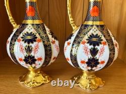 Pristine Pair Royal Crown Derby 1128 Old Imari SGB Ewers 1st Quality 1983 boxed