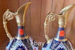 Pristine Pair Royal Crown Derby 1128 Old Imari SGB Ewers 1st Quality 1983 boxed