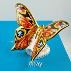 RARE BOXED ROYAL CROWN DERBY PEACOCK BUTTERFLY PAPERWEIGHT GOLD STOPPER 1st QTY