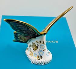 RARE BOXED ROYAL CROWN DERBY PEACOCK BUTTERFLY PAPERWEIGHT GOLD STOPPER 1st QTY