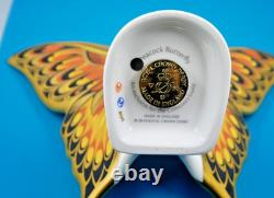 RARE BOXED ROYAL CROWN DERBY PEACOCK BUTTERFLY PAPERWEIGHT GOLD STOPPER 1st QTY