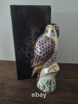 RARE Royal Crown Derby Peregrine Falcon with Gold Stopper and Box 1st Quality