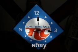 RC Royal Crown Cola Soda Pop 22 Lighted Metal Pam Clock Sign