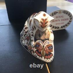 ROYAL CROWN DERBY BENGAL TIGER And TIGER CUB PAPERWEIGHT GOLD STOPPERS BOXED