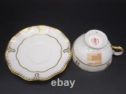 ROYAL CROWN DERBY Bone China ELIZABETH (GOLD TRIM) Footed Cup & Saucer NEW