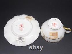 ROYAL CROWN DERBY Bone China ELIZABETH (GOLD TRIM) Footed Cup & Saucer NEW