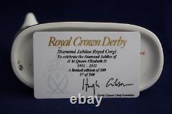 ROYAL CROWN DERBY DIAMOND JUBILEE ROYAL CORGI LTD ED PAPERWEIGHT BRAND NEWithBOXED