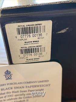 ROYAL CROWN DERBY PORCELAIN GOLDEN JUBILEE BLACK SWAN Ltd Ed Boxed With COA 1083