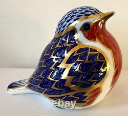 ROYAL CROWN DERBY ROBIN Paperweight Gold Stopper First Quality NEW